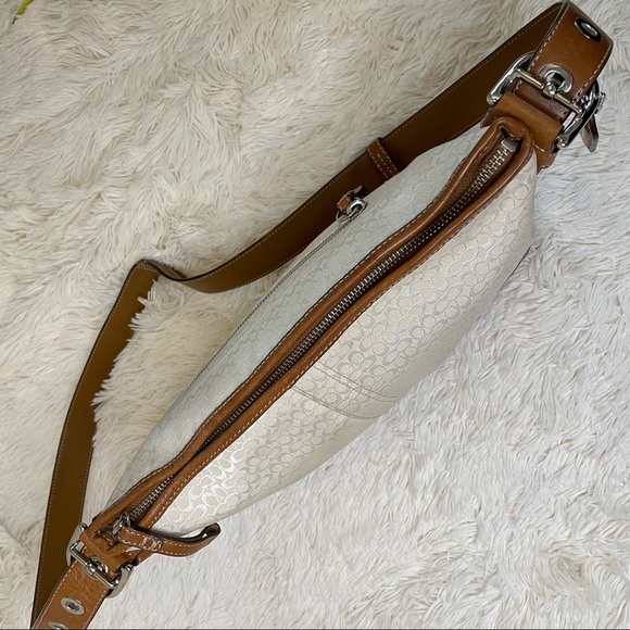 Coach Handbag Shoulder Signature Mini Duffle Ivory leather Brown purse. - Picture 6 of 17